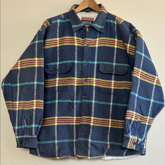 Vintage Koman Men’s Sherpa Lined Plaid Button-Up Flannel Jacket. Size XL. - Picture 1 of 8